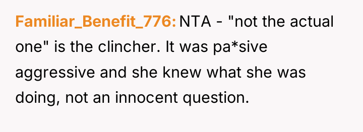 Familiar_Benefit_776 NTA - "not the actual one" is the clincher....