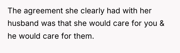 The agreement she clearly had with her husband was that...