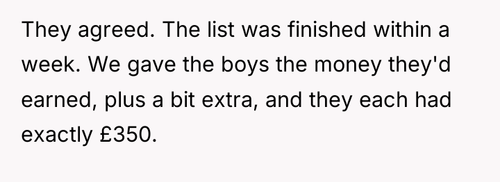 They agreed. The list was finished within a week. We...
