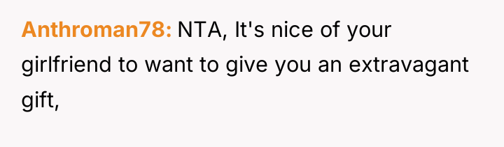 Anthroman78 NTA, It's nice of your girlfriend to want to...