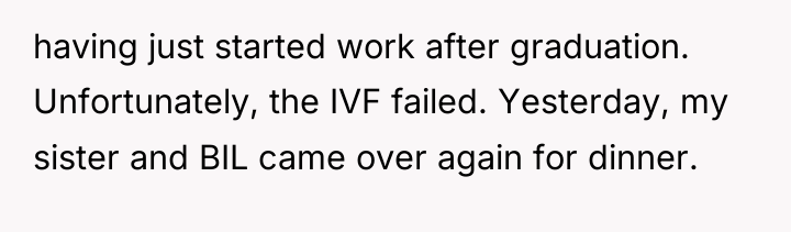 having just started work after graduation. Unfortunately, the IVF failed....