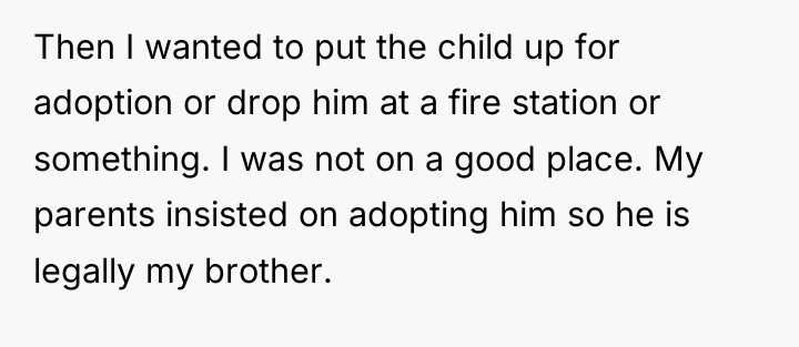 Then I wanted to put the child up for adoption...