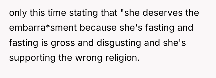 only this time stating that "she deserves the embarra*sment because...