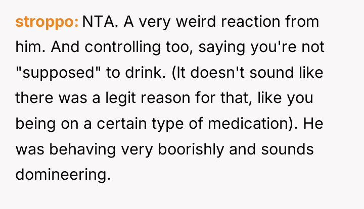 stroppo NTA. A very weird reaction from him. And controlling...