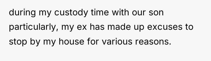 during my custody time with our son particularly, my ex...