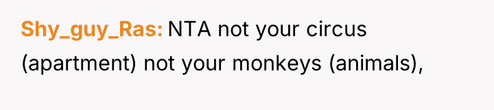 Shy_guy_Ras NTA not your circus (apartment) not your monkeys (animals),