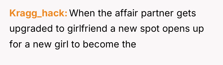 Kragg_hack When the affair partner gets upgraded to girlfriend a...