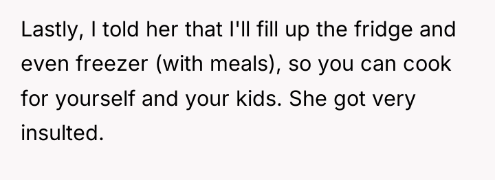 Lastly, I told her that I'll fill up the fridge...
