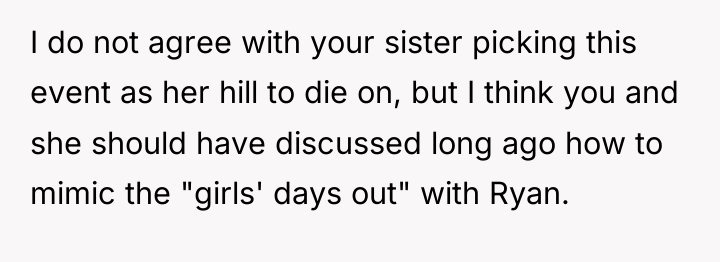 I do not agree with your sister picking this event...