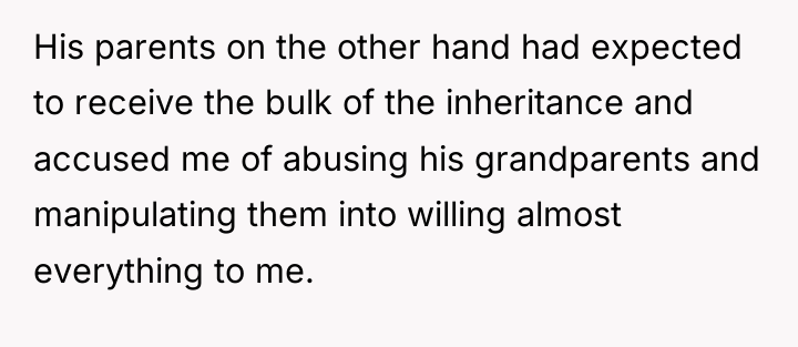 His parents on the other hand had expected to receive...
