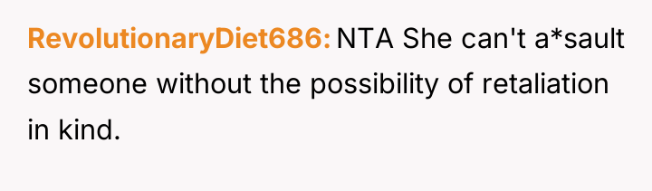 RevolutionaryDiet686 NTA She can't a*sault someone without the possibility of...