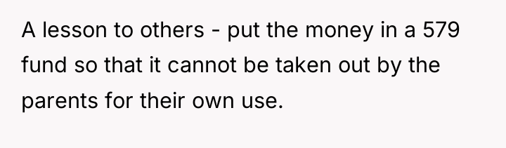 A lesson to others - put the money in a...