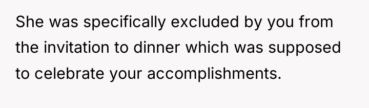 She was specifically excluded by you from the invitation to...
