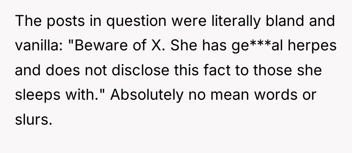 The posts in question were literally bland and vanilla: "Beware...