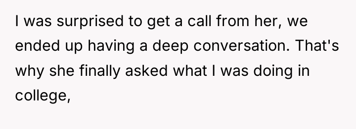 I was surprised to get a call from her, we...
