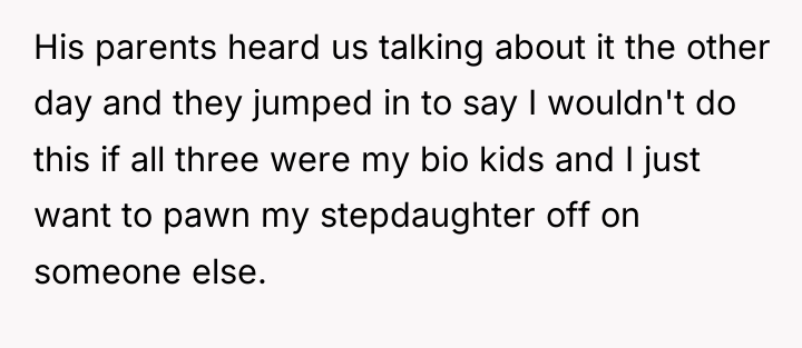 His parents heard us talking about it the other day...