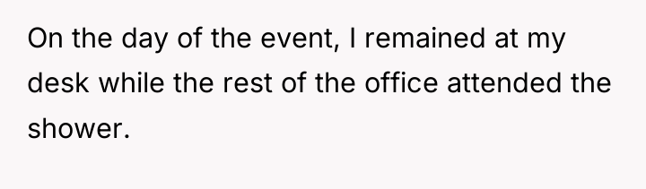 On the day of the event, I remained at my...