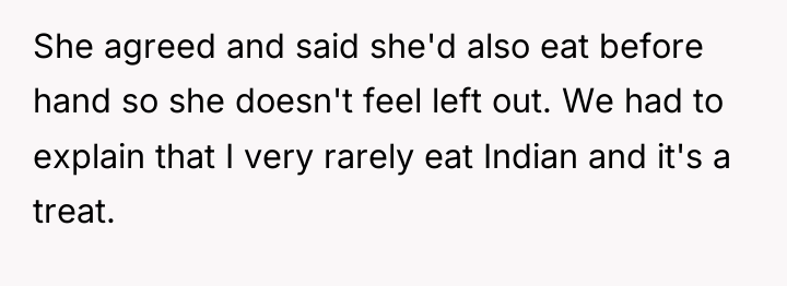 She agreed and said she'd also eat before hand so...