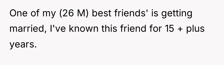 One of my (26 M) best friends' is getting married,...