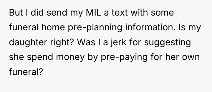 But I did send my MIL a text with some...