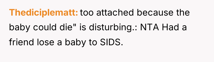 Thediciplematt too attached because the baby could die" is disturbing.:...