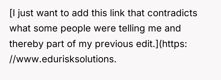 [I just want to add this link that contradicts what...