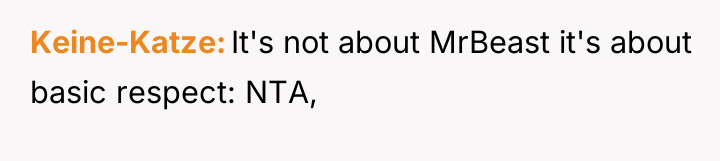 Keine-Katze It's not about MrBeast it's about basic respect: NTA,