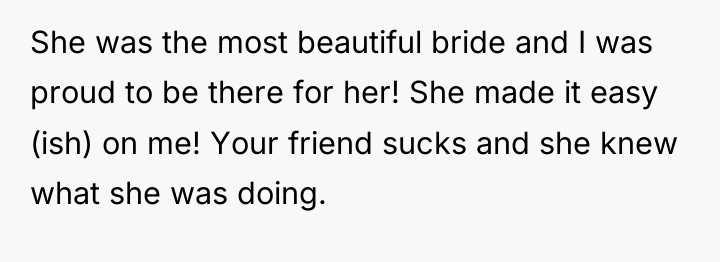 She was the most beautiful bride and I was proud...