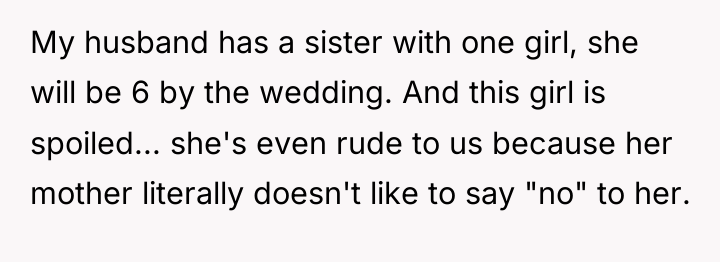 My husband has a sister with one girl, she will...