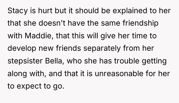 Stacy is hurt but it should be explained to her...