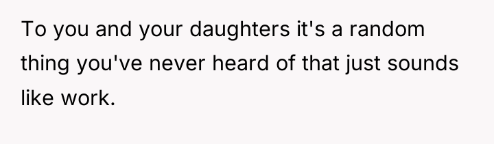 To you and your daughters it's a random thing you've...