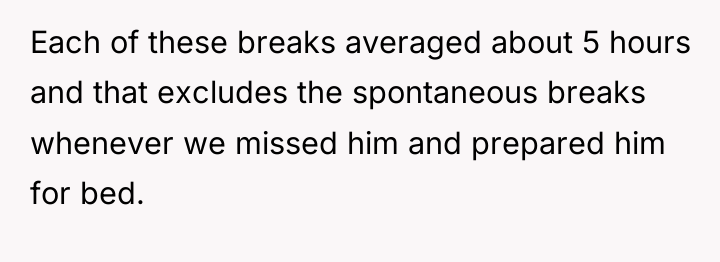 Each of these breaks averaged about 5 hours and that...