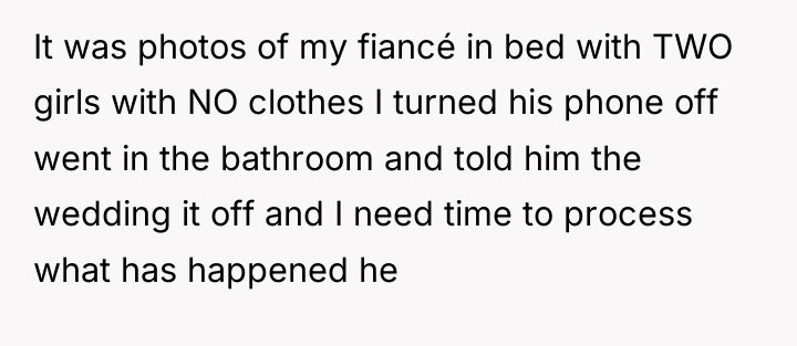 It was photos of my fiancé in bed with TWO...