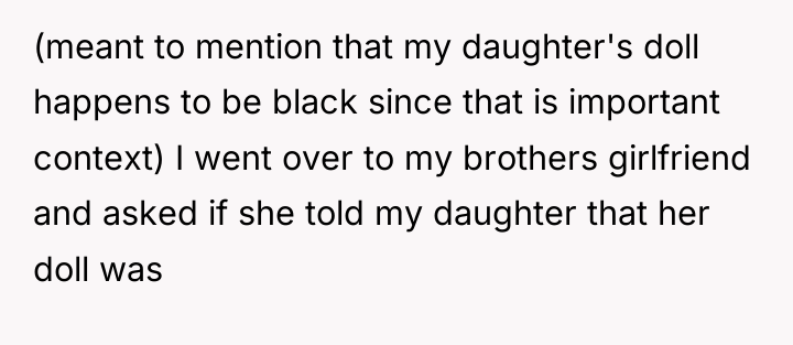 (meant to mention that my daughter's doll happens to be...