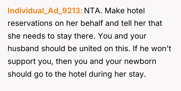 Individual_Ad_9213 NTA. Make hotel reservations on her behalf and tell...