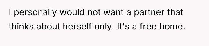 I personally would not want a partner that thinks about...