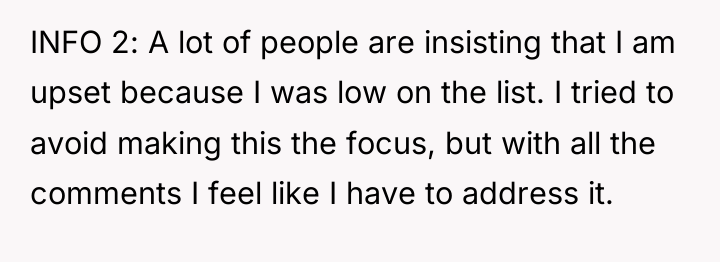 INFO 2: A lot of people are insisting that I...