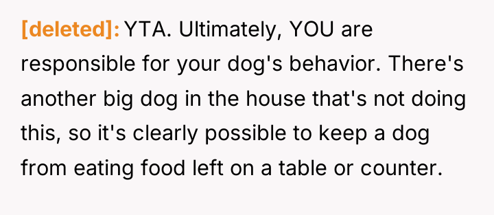 [deleted] YTA. Ultimately, YOU are responsible for your dog's behavior....