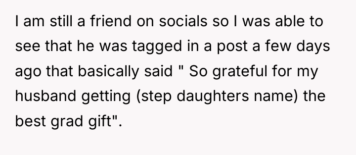 I am still a friend on socials so I was...