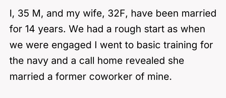 I, 35 M, and my wife, 32F, have been married...