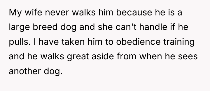 My wife never walks him because he is a large...