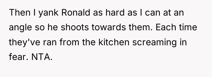 Then I yank Ronald as hard as I can at...