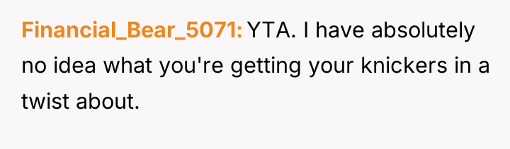 Financial_Bear_5071 YTA. I have absolutely no idea what you're getting...