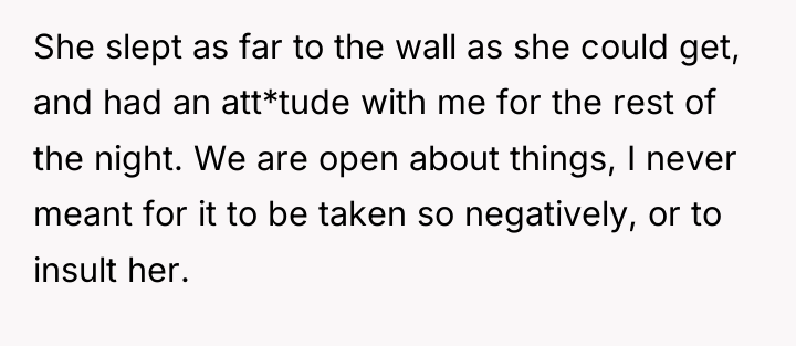 She slept as far to the wall as she could...