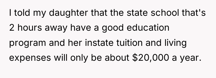 I told my daughter that the state school that's 2...