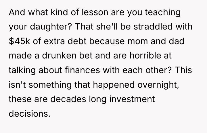 And what kind of lesson are you teaching your daughter?...