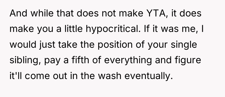 And while that does not make YTA, it does make...