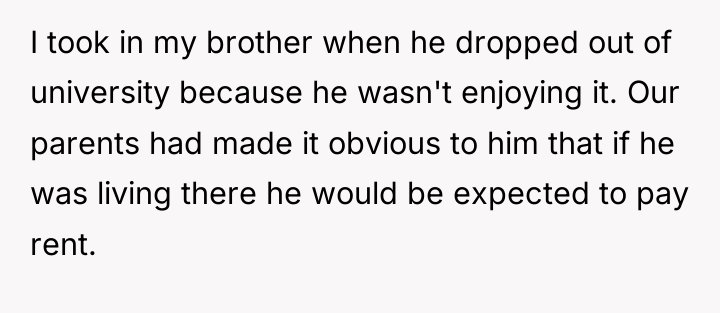 I took in my brother when he dropped out of...