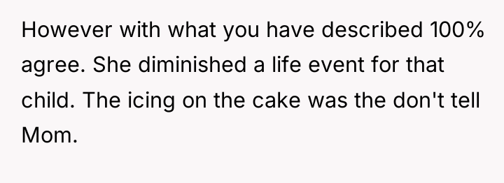 However with what you have described 100% agree. She diminished...
