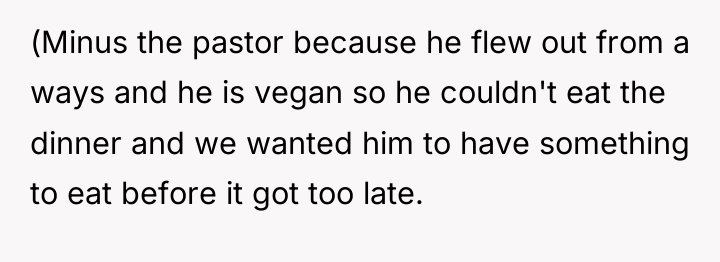 (Minus the pastor because he flew out from a ways...